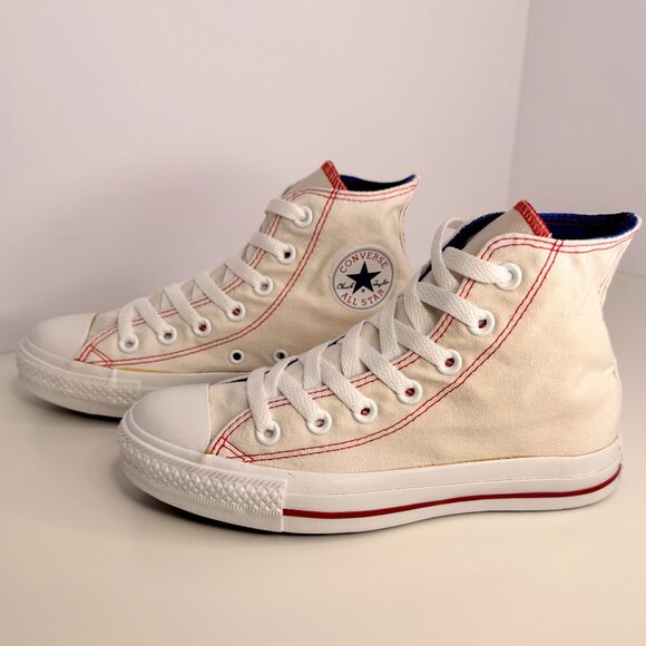 Pre-2003 New Converse Chuck Taylor All-Stars SZ M4/W6 White/Red Trim/ Blue Inner - Picture 4 of 11